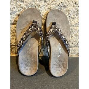 Vionic Lucia Toe Post Sandal Slate Grey Snake Flipflops Sandals, Womens Sz 6